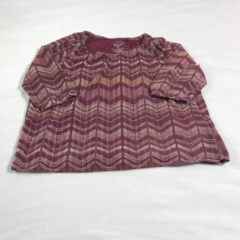 Sonoma Chevron Knit Mauve Pink Thick Blouse Top 1X
